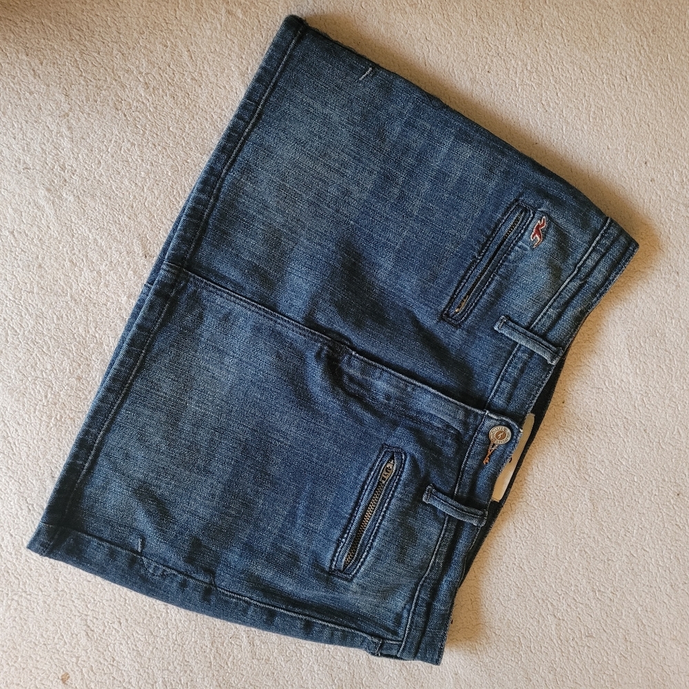 Hollister denim zip pocket mini skirt